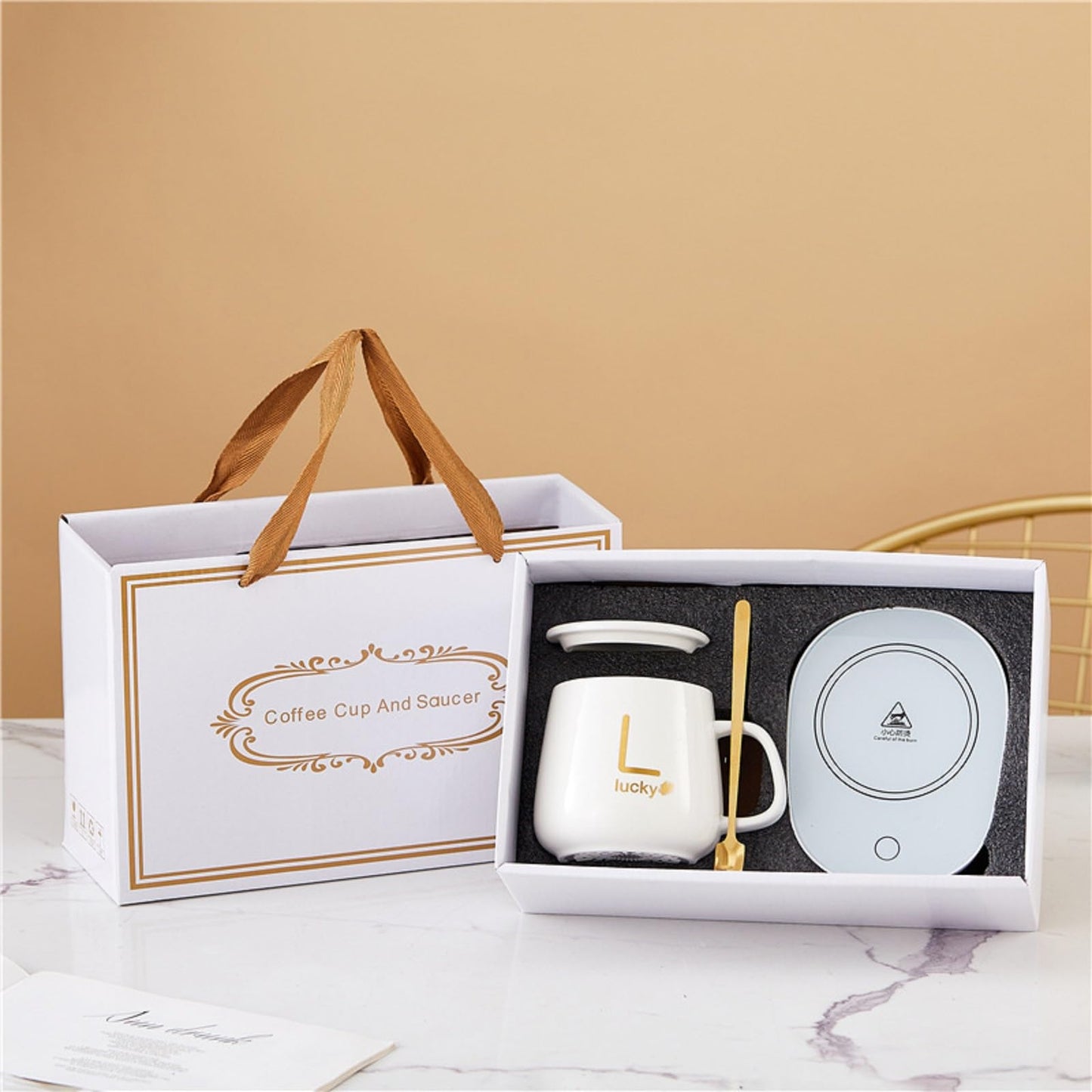 MBETA Coffret cadeau en céramique de tasse de café de température constante de 55°C,Rouge 220 V