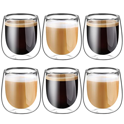 glastal 6x100ml (4oz) Tasses à Espresso en Verre Transparent, Verre à Double Paroi, Verre à Café