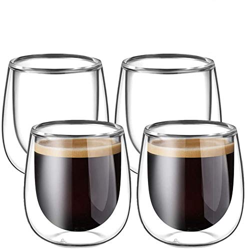 glastal 6x100ml (4oz) Tasses à Espresso en Verre Transparent, Verre à Double Paroi, Verre à Café