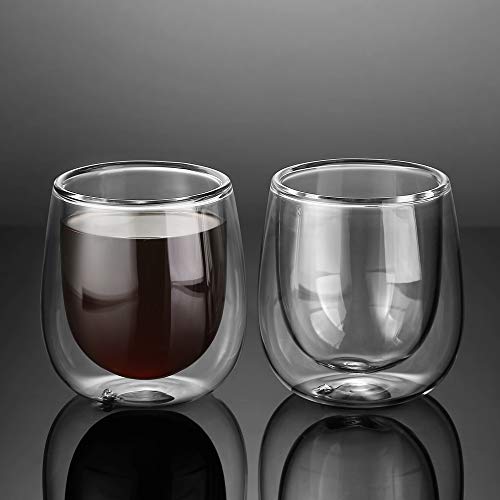 glastal 6x100ml (4oz) Tasses à Espresso en Verre Transparent, Verre à Double Paroi, Verre à Café