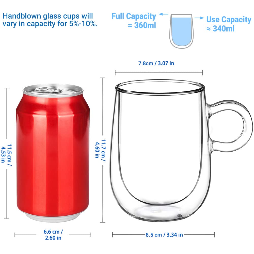 glastal 6x100ml (4oz) Tasses à Espresso en Verre Transparent, Verre à Double Paroi, Verre à Café