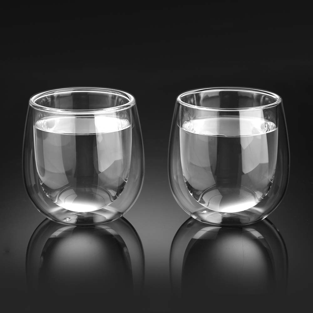 glastal 6x100ml (4oz) Tasses à Espresso en Verre Transparent, Verre à Double Paroi, Verre à Café