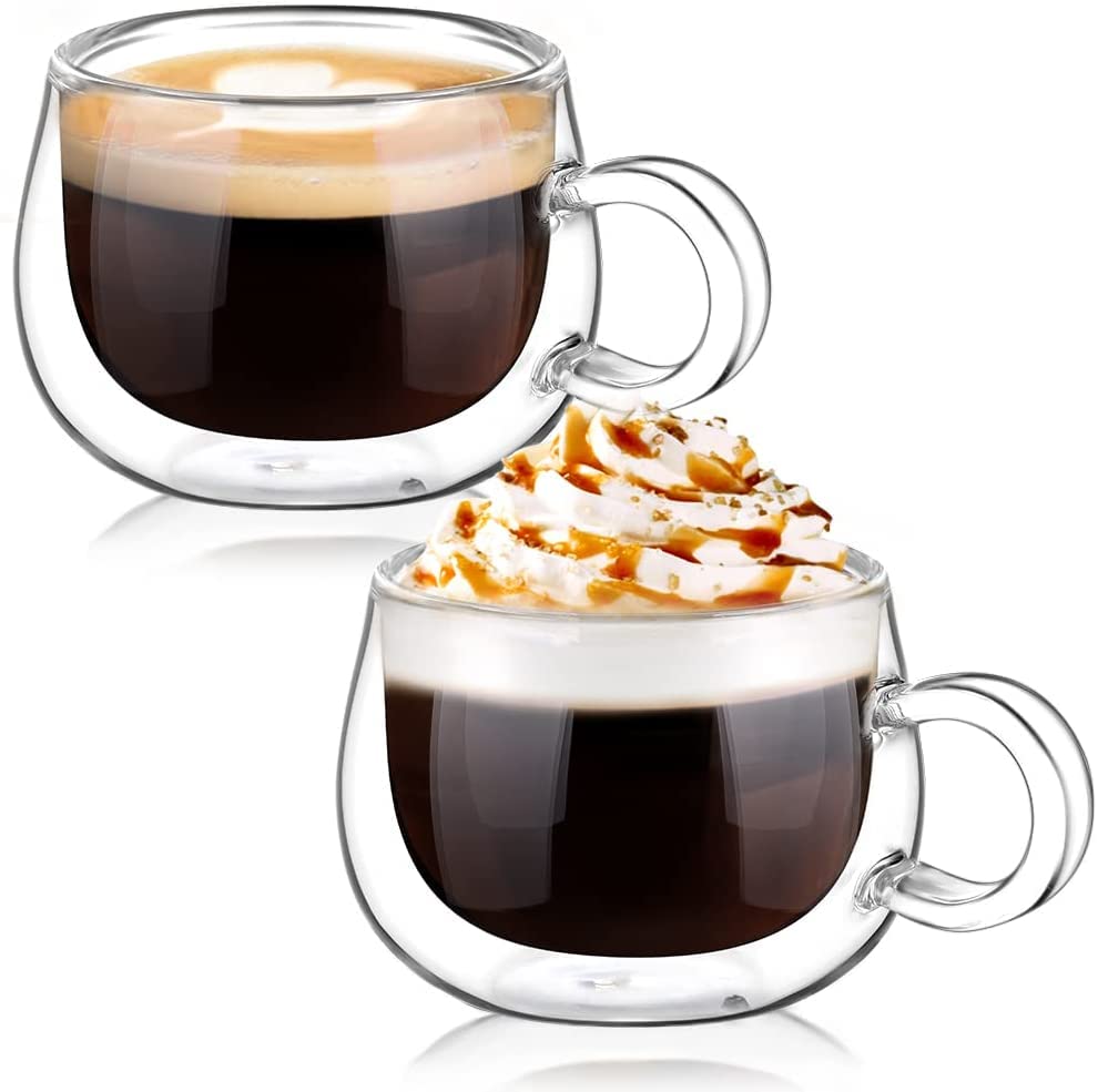 glastal 6x100ml (4oz) Tasses à Espresso en Verre Transparent, Verre à Double Paroi, Verre à Café