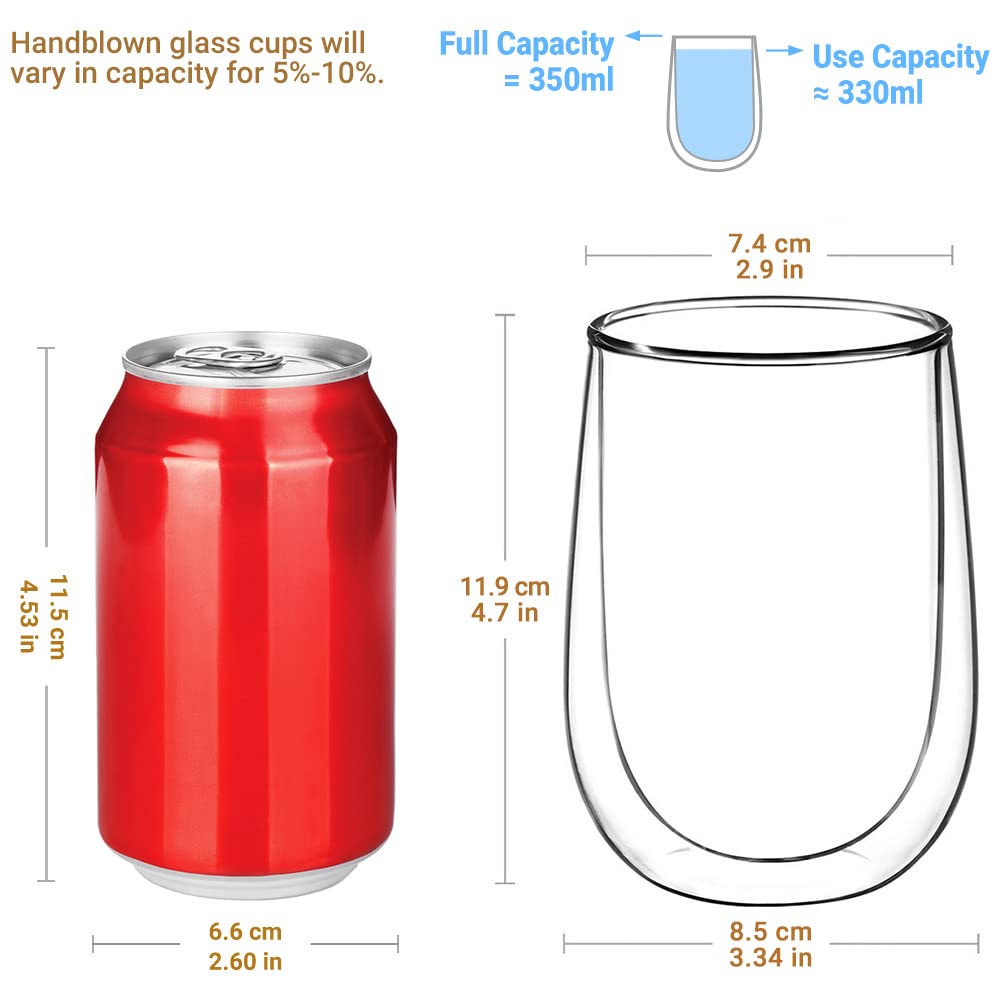 glastal 6x100ml (4oz) Tasses à Espresso en Verre Transparent, Verre à Double Paroi, Verre à Café