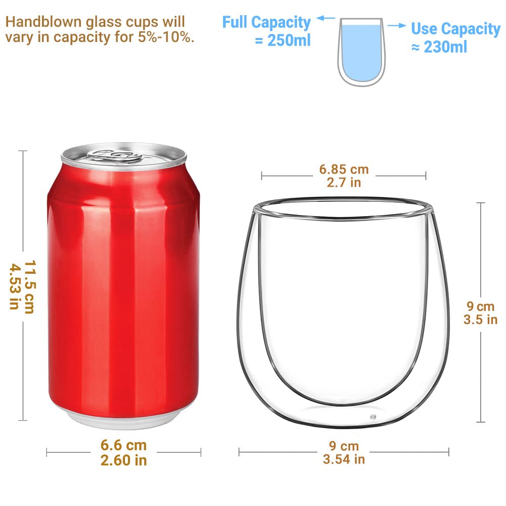 glastal 6x100ml (4oz) Tasses à Espresso en Verre Transparent, Verre à Double Paroi, Verre à Café
