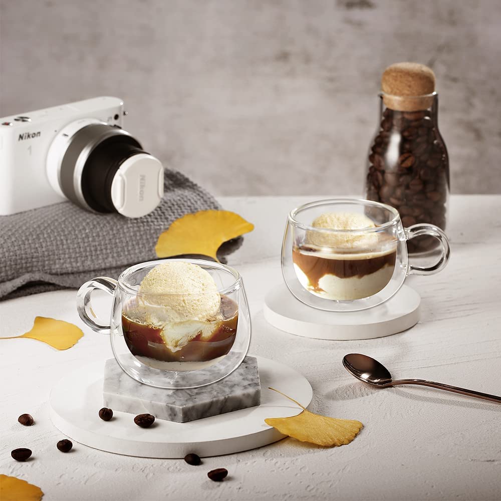 glastal 6x100ml (4oz) Tasses à Espresso en Verre Transparent, Verre à Double Paroi, Verre à Café
