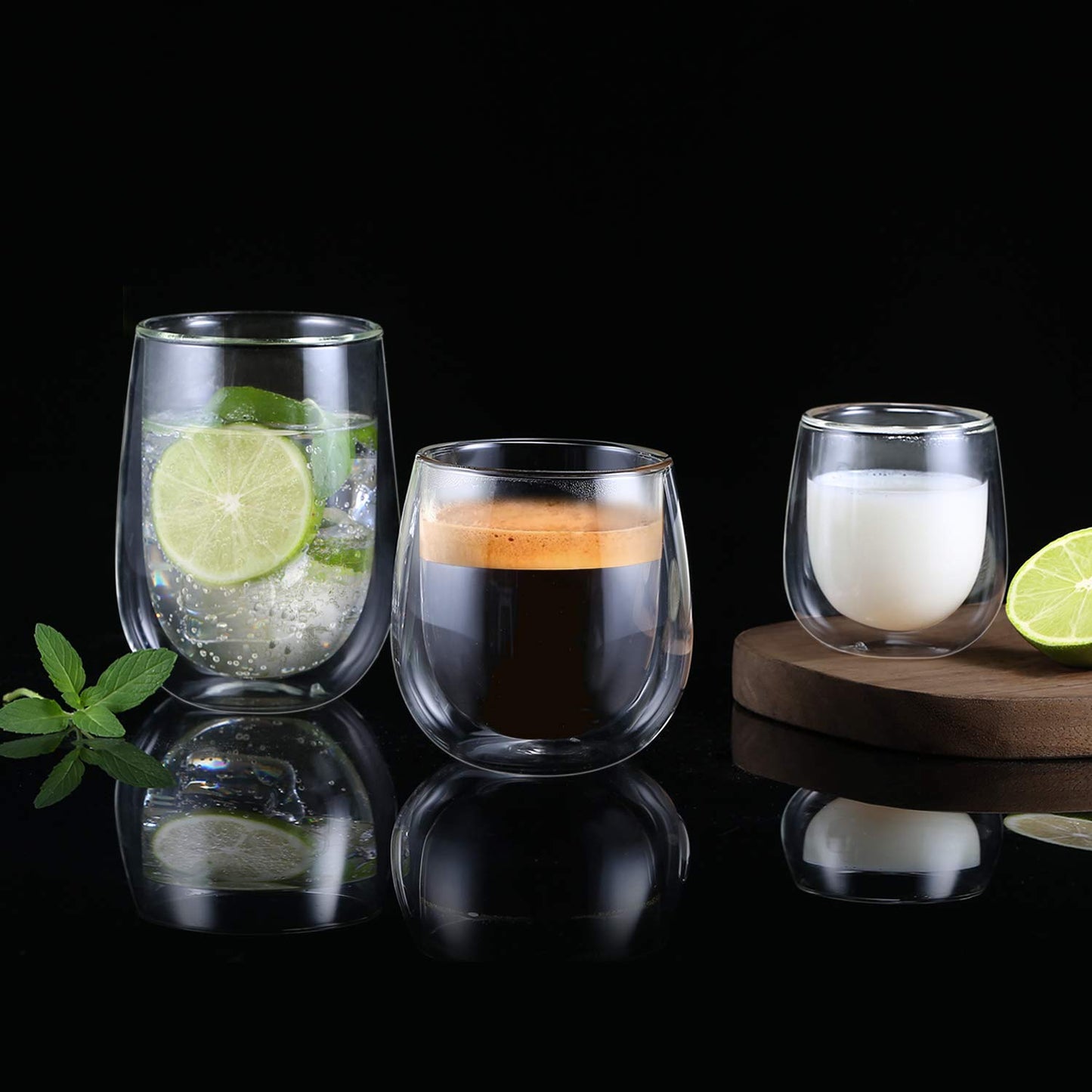 glastal 6x100ml (4oz) Tasses à Espresso en Verre Transparent, Verre à Double Paroi, Verre à Café
