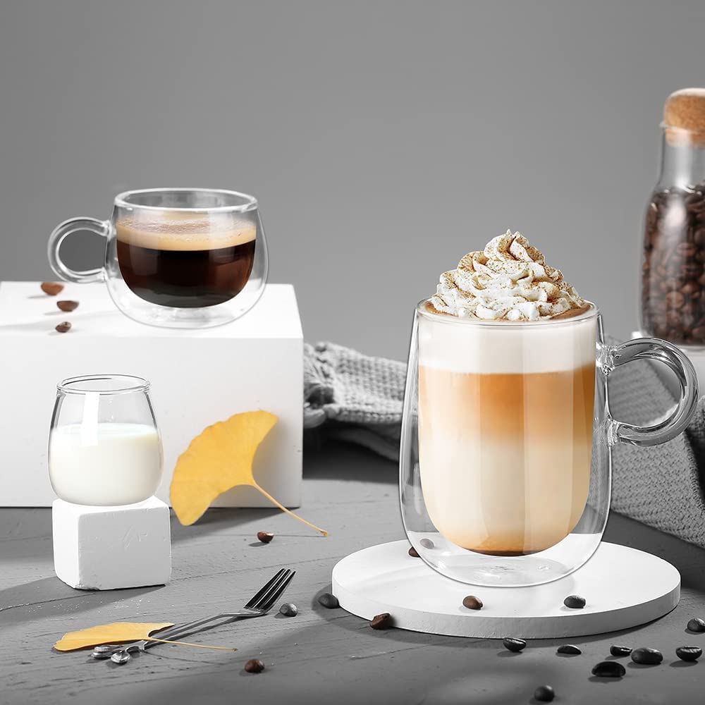 glastal 6x100ml (4oz) Tasses à Espresso en Verre Transparent, Verre à Double Paroi, Verre à Café