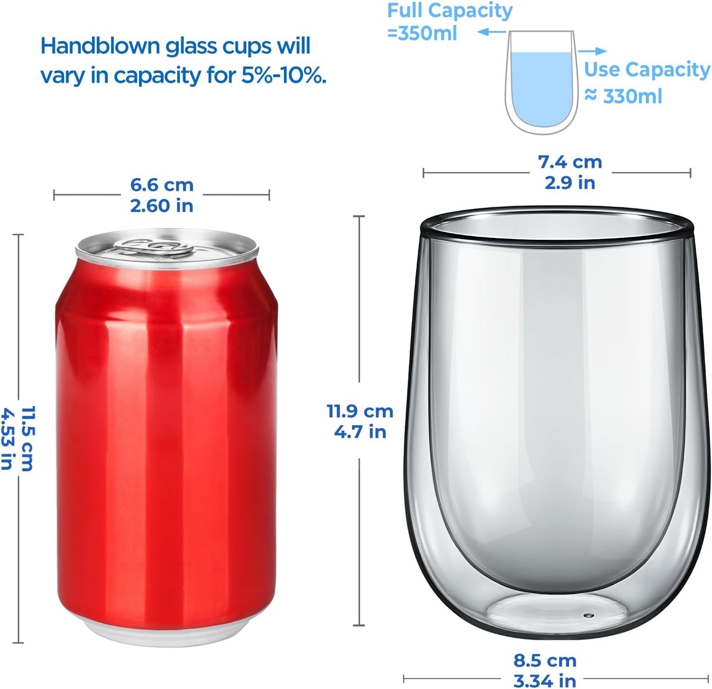 glastal 6x100ml (4oz) Tasses à Espresso en Verre Transparent, Verre à Double Paroi, Verre à Café
