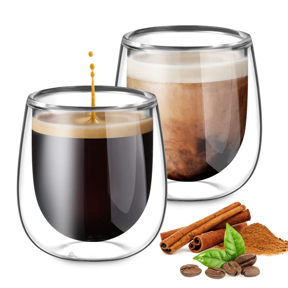 glastal 6x100ml (4oz) Tasses à Espresso en Verre Transparent, Verre à Double Paroi, Verre à Café