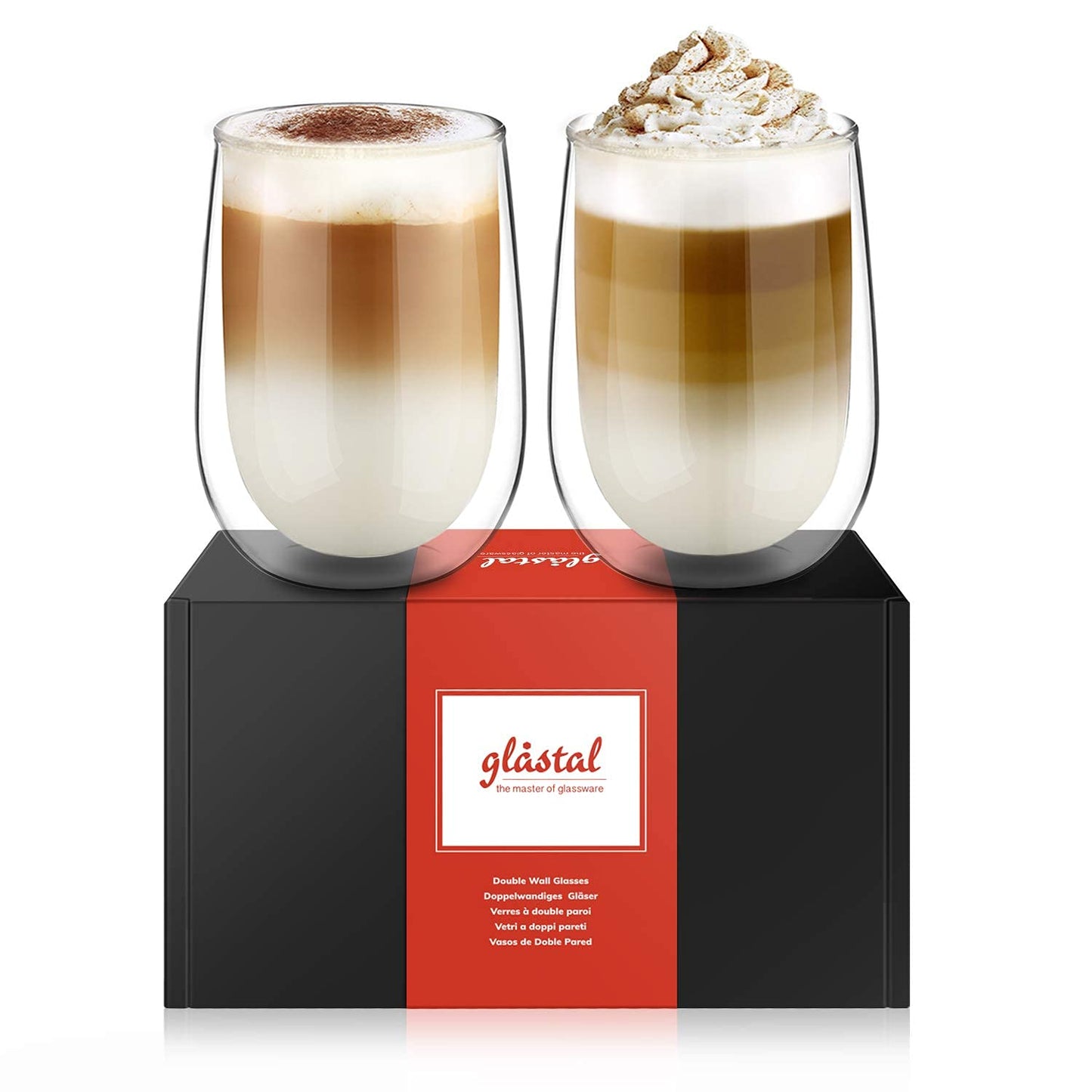 glastal 6x100ml (4oz) Tasses à Espresso en Verre Transparent, Verre à Double Paroi, Verre à Café