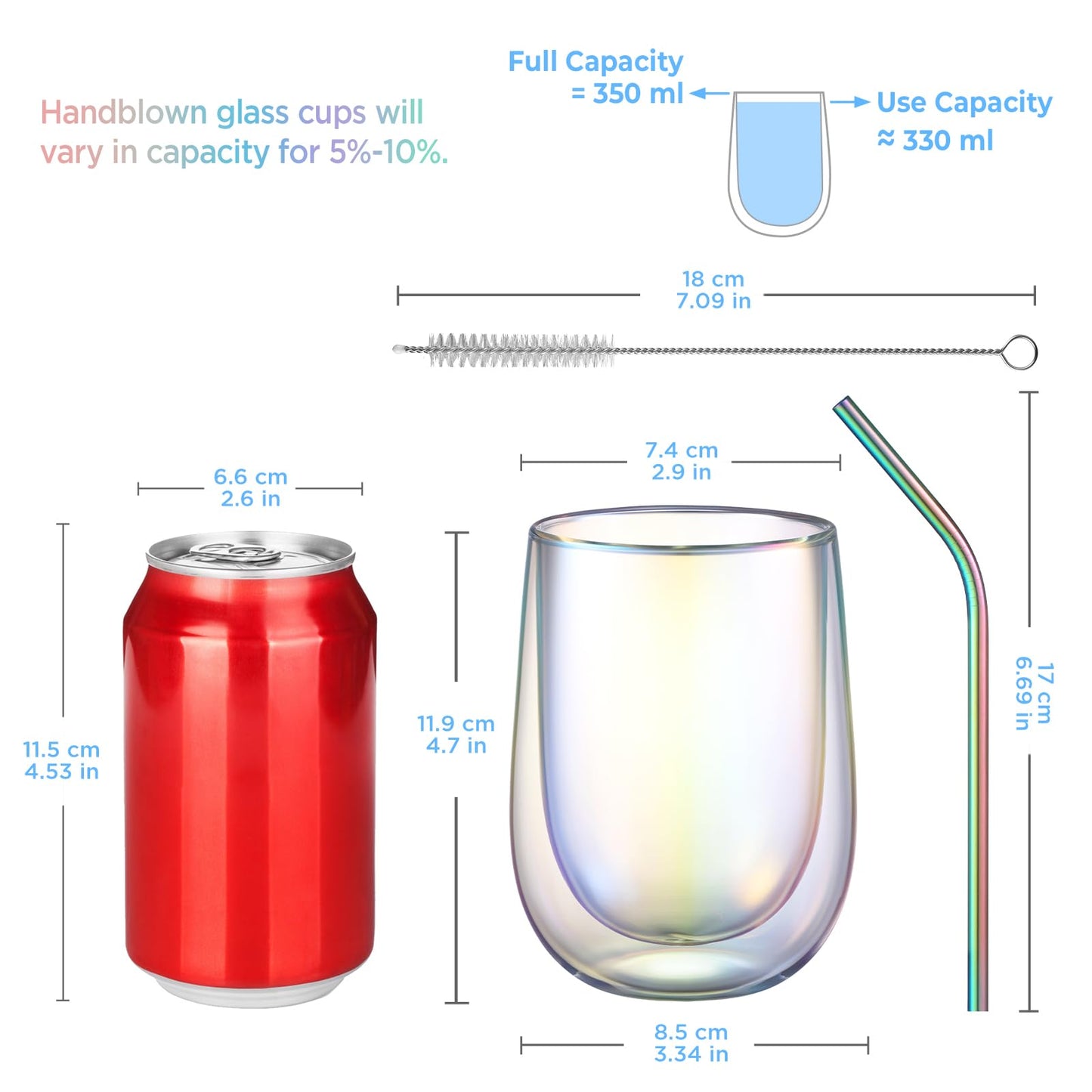 glastal 6x100ml (4oz) Tasses à Espresso en Verre Transparent, Verre à Double Paroi, Verre à Café