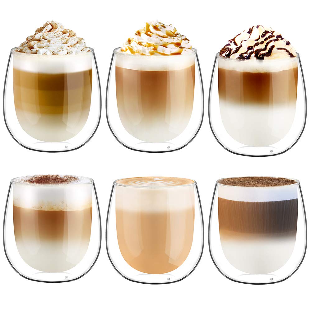 glastal 6x100ml (4oz) Tasses à Espresso en Verre Transparent, Verre à Double Paroi, Verre à Café