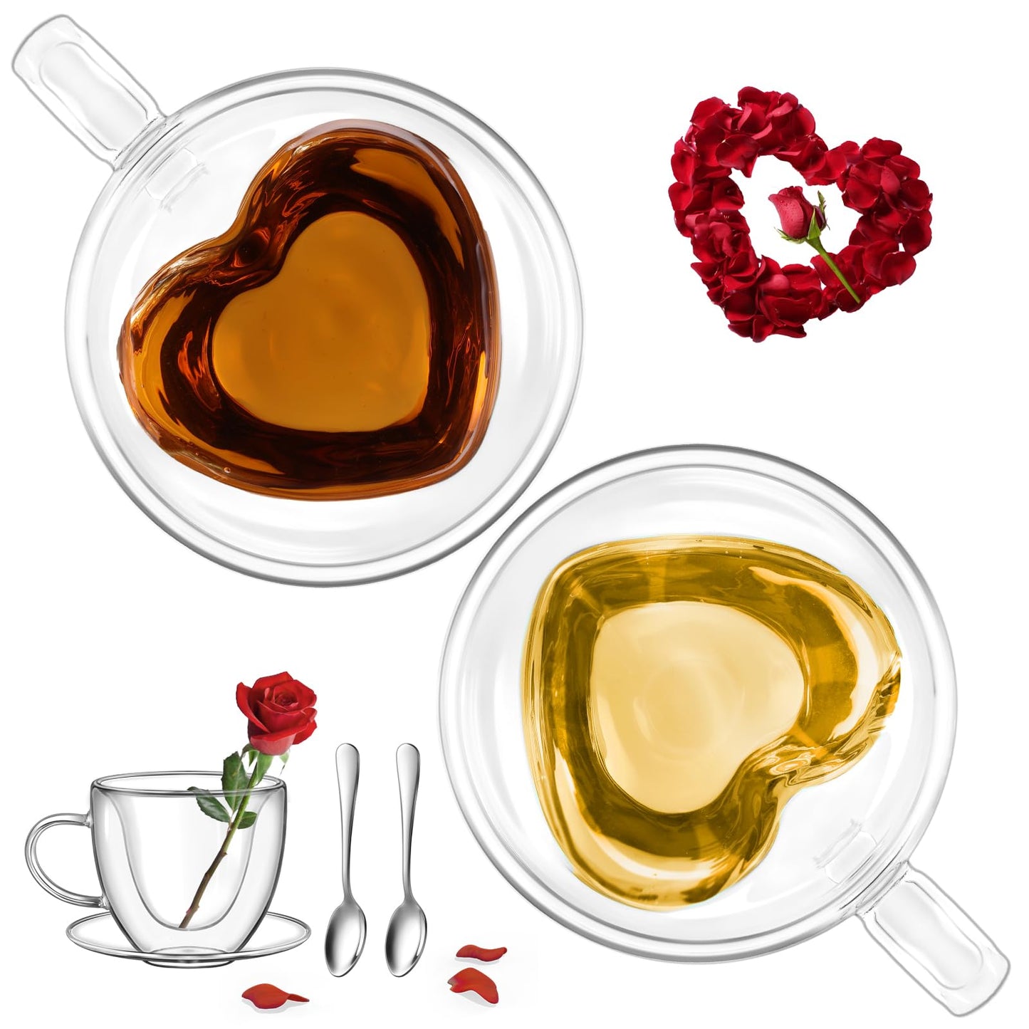 glastal 6x100ml (4oz) Tasses à Espresso en Verre Transparent, Verre à Double Paroi, Verre à Café