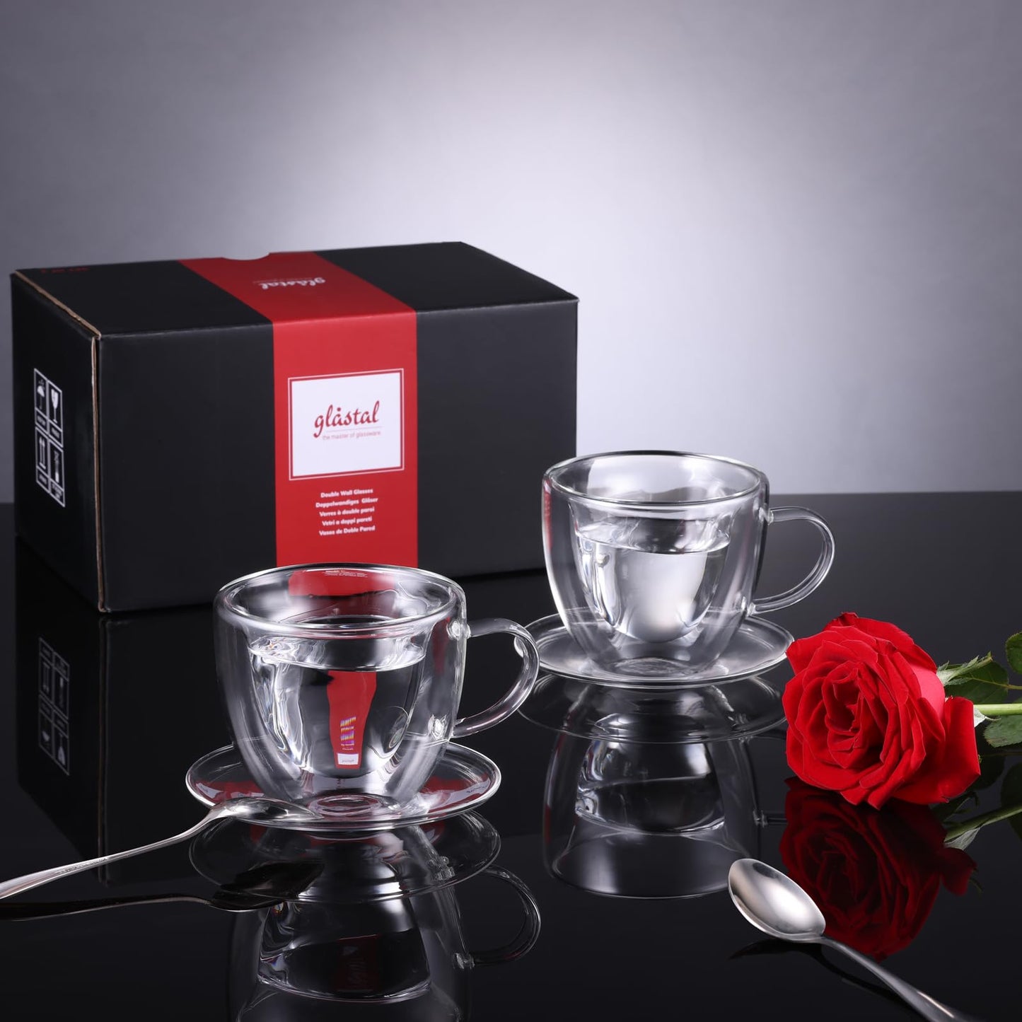 glastal 6x100ml (4oz) Tasses à Espresso en Verre Transparent, Verre à Double Paroi, Verre à Café