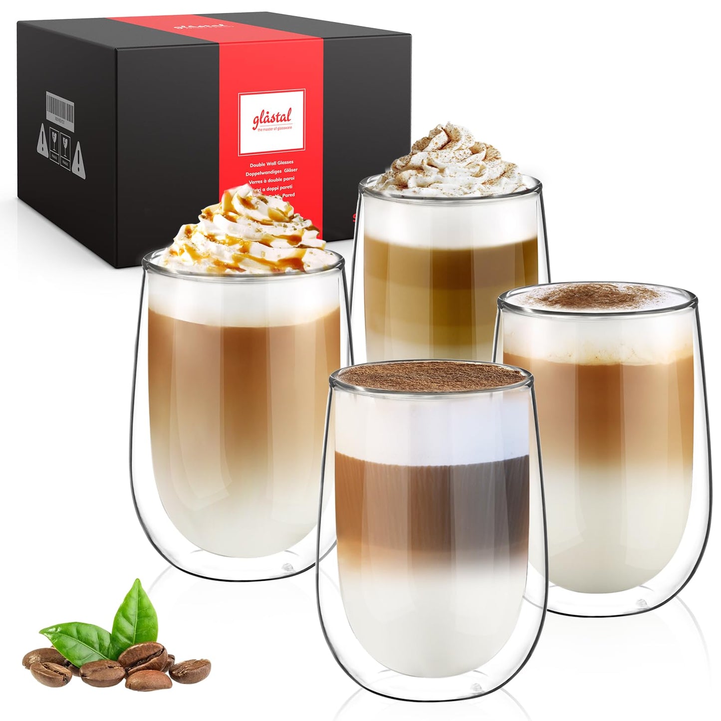 glastal 6x100ml (4oz) Tasses à Espresso en Verre Transparent, Verre à Double Paroi, Verre à Café
